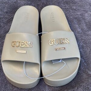 Guess Cream Slide Sandals